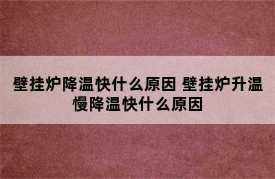 壁挂炉降温快什么原因 壁挂炉升温慢降温快什么原因